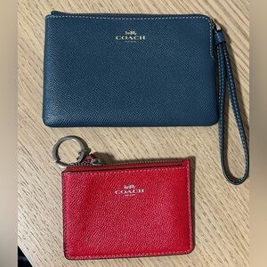 Coach Navy Wristlet and Red Card Holder Set